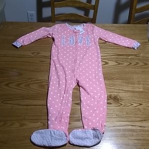 Carter one piece peach polka dot footie pajamas